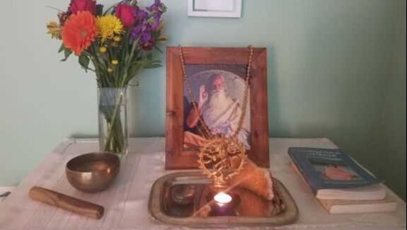 the altar at our yoga studio in Lakeview Roscoe Village